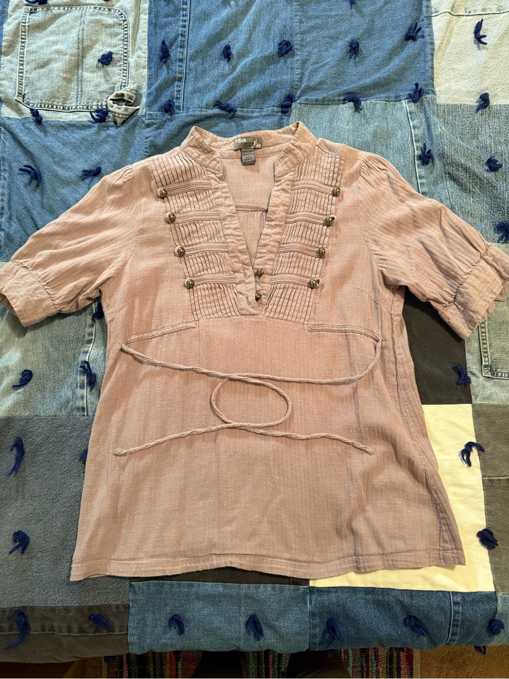 Poetry M Dusty Mauve Pintuck Button-Front Tunic